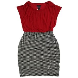 NWT Enfocus Studio Red & Polka Dot Faux Two-Piece Dress Size 8